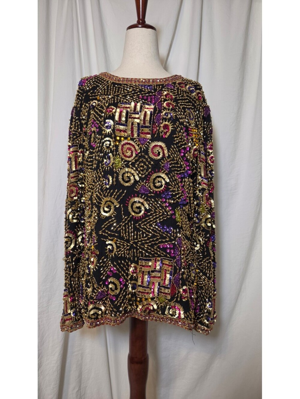 VINTAGE 80's Oleg Cassini Jewel Blouse size M/L